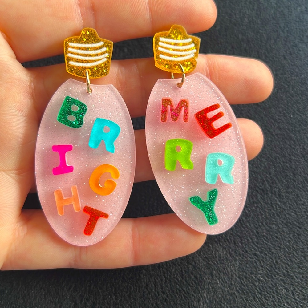 Bright Merry acrylic Earrings - Picture 1 of 4
